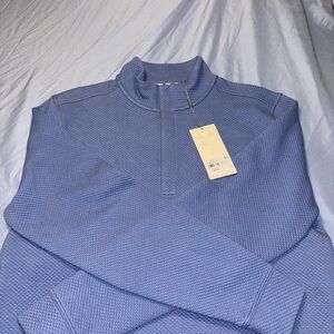 Walter Hagen Men's Textured Blue Zip-Up Sweater Small